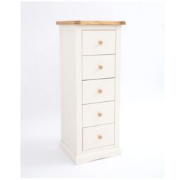 Cabinet Bits Castelli 5 Drawer Narrow Chest of Drawers Wood Knob in Off-White - thumbnail 2