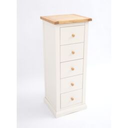 Cabinet Bits Castelli 5 Drawer Narrow Chest of Drawers Wood Knob in Off-White - thumbnail 3