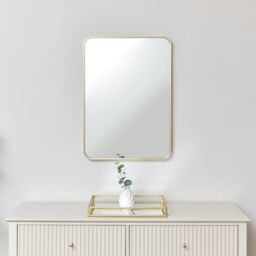 Melody Maison Gold Curved Framed Wall Mirror 70cm X 50cm in Metallic Gold - Size: 70 cm X 50 cm - thumbnail 4