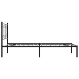 Berkfield Home Metal Bed Frame without Mattress with Headboard Black 107x203cm - Size: 107x203 cm - thumbnail 5