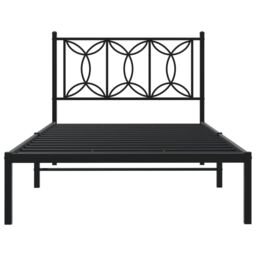 Berkfield Home Metal Bed Frame without Mattress with Headboard Black 107x203cm - Size: 107x203 cm - thumbnail 4