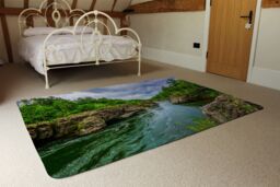 Benjamin Tate Design River In Mountain Forest Landscape Designer Rug in Natural - Size: Large - thumbnail 3