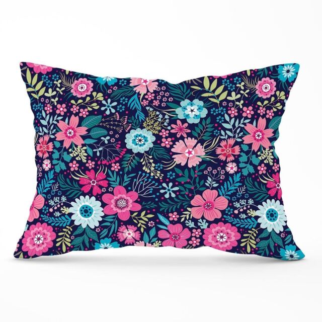 Warren Reed - Designer Cute Colourful Flower Pattern Cushions in Blue - Size: 60 cm x 60 cm - image 1