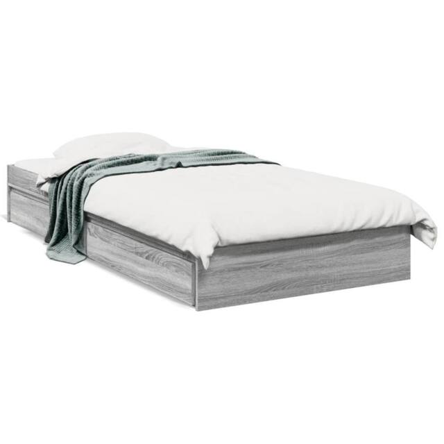 Berkfield Home Bed Frame with Drawers without Mattress Grey Sonoma 100x200 cm - image 1