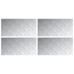 Berkfield Home 4-pack of Aluminum Checker Plates - Non-Slip, 80x40 cm in Silver - Size: Medium - thumbnail 2