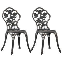 Berkfield Home Decorative Bistro Chairs 2 pcs Bronze Cast Aluminium in Brown - thumbnail 2