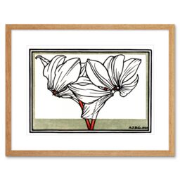 "Artery8 Wall Art Print Cyclamen Julie De Graag Art Framed 9x7 inch in Beige - Size: W7"" x H9""" - thumbnail 1