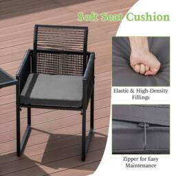 FLAVORA Gray Foldable Rattan Chair Table Set in Black - Size: 0.6m2 - thumbnail 6