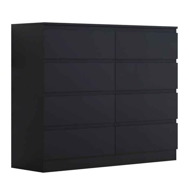 FWStyle 8 Drawer Black Chest Of Drawers Matt Finish - image 1