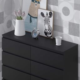 FWStyle 8 Drawer Black Chest Of Drawers Matt Finish - thumbnail 2