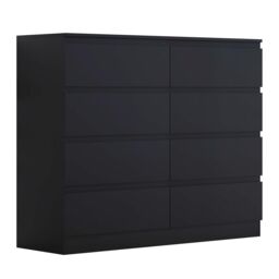 FWStyle 8 Drawer Black Chest Of Drawers Matt Finish - thumbnail 1