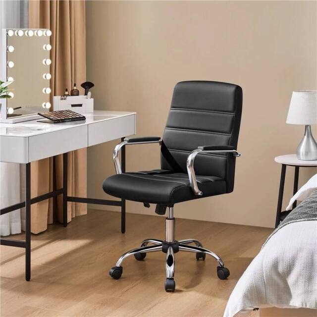 EONLION Black Office Chair PU Leather Chair - Size: 100 cm - image 1