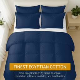 Pamposh 400 Thread Count Cotton Sateen Navy Duvet Cover Sets - Size: Single - thumbnail 3