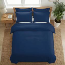 Pamposh 400 Thread Count Cotton Sateen Navy Duvet Cover Sets - Size: Single - thumbnail 4