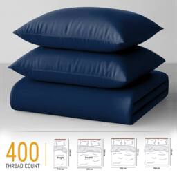 Pamposh 400 Thread Count Cotton Sateen Navy Duvet Cover Sets - Size: Single - thumbnail 7