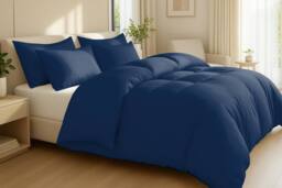Pamposh 400 Thread Count Cotton Sateen Navy Duvet Cover Sets - Size: Single - thumbnail 1