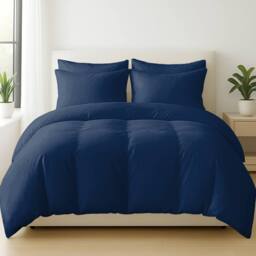 Pamposh 400 Thread Count Cotton Sateen Navy Duvet Cover Sets - Size: Single - thumbnail 2