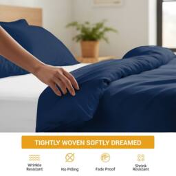 Pamposh 400 Thread Count Cotton Sateen Navy Duvet Cover Sets - Size: Single - thumbnail 8