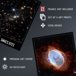 Artery8 Wall Art Print Pack of 4 NASA James Webb Space Telescope Images Cosmic Cliffs Carina Nebula Southern Ring Nebula Deep Field Living Room s Set - thumbnail 4