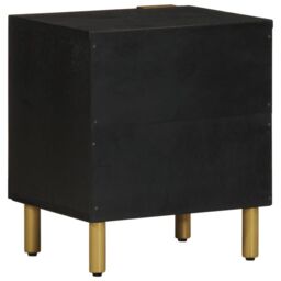 Berkfield Home Bedside Cabinet Black 40x33x46 cm Solid Wood Mango - Size: 40 x 33 x 46 cm - thumbnail 5