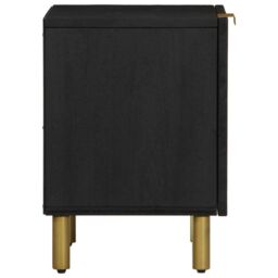 Berkfield Home Bedside Cabinet Black 40x33x46 cm Solid Wood Mango - Size: 40 x 33 x 46 cm - thumbnail 4