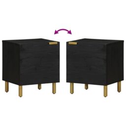 Berkfield Home Bedside Cabinet Black 40x33x46 cm Solid Wood Mango - Size: 40 x 33 x 46 cm - thumbnail 6