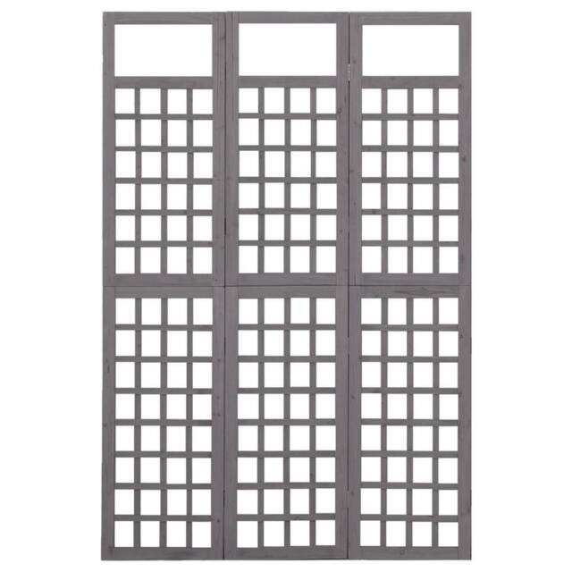 Berkfield Home 3-Panel Room Divider/Trellis Solid Fir Wood Grey 121x180 cm - image 1