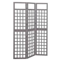 Berkfield Home 3-Panel Room Divider/Trellis Solid Fir Wood Grey 121x180 cm - thumbnail 2