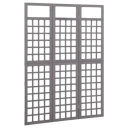Berkfield Home 3-Panel Room Divider/Trellis Solid Fir Wood Grey 121x180 cm - thumbnail 3