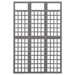 Berkfield Home 3-Panel Room Divider/Trellis Solid Fir Wood Grey 121x180 cm - thumbnail 1