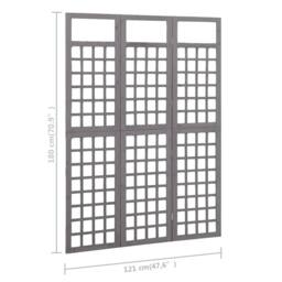 Berkfield Home 3-Panel Room Divider/Trellis Solid Fir Wood Grey 121x180 cm - thumbnail 6
