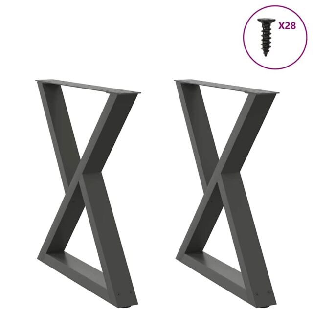 Berkfield Home Dining Table Legs 2 pcs Anthracite 70x(72-73.3) cm Steel - image 1