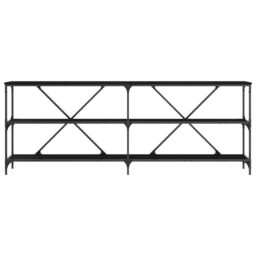 Berkfield Home Console Table Black Oak 200x30x75 cm Engineered Wood & Steel - Size: 200 x 30 x 75 cm - thumbnail 5