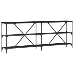 Berkfield Home Console Table Black Oak 200x30x75 cm Engineered Wood & Steel - Size: 200 x 30 x 75 cm - thumbnail 7