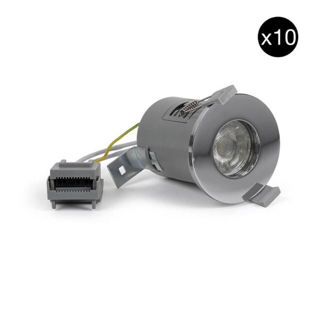 SE Home 10 PACK - Polished Chrome GU10 Fire Rated Downlight - IP65 in Silver - image 1