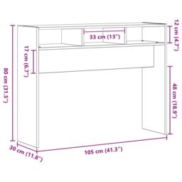 Berkfield Home Console Table - Black Oak, 105x30x80 cm, Made of Engineered Wood - Size: 105 x 30 x 80 cm - thumbnail 9