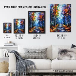 Artery8 Rainbow Forest Trail Couple Abstract Painting Framed Art Print in Blue - Size: A4 - thumbnail 3