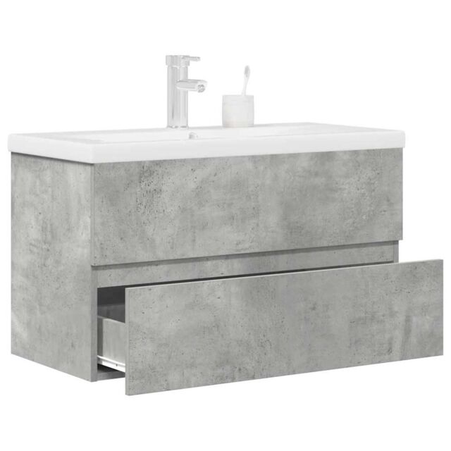 Berkfield Home 2 Piece Bathroom Furniture Set Concrete Grey Engineered Wood - image 1