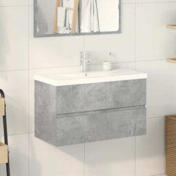 Berkfield Home 2 Piece Bathroom Furniture Set Concrete Grey Engineered Wood - thumbnail 3