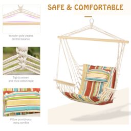 OUTSUNNY Hanging Hammock Swing Chair Safe Wide Seat Indoor Outdoor Stripe - thumbnail 5