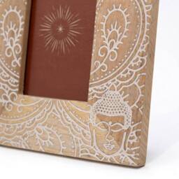 KDMD White Mango Wood Buddha Picture Frame for 10x15cm Photos, 26x20x2cm in Brown - Size: 26 x 20 x 2 cm - thumbnail 2