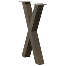 Berkfield Home Modern Dining Table Legs X-Shaped 2 pcs Natural Steel 50x(72-73) in Brown - thumbnail 4