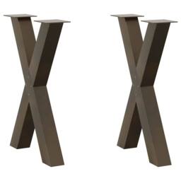 Berkfield Home Modern Dining Table Legs X-Shaped 2 pcs Natural Steel 50x(72-73) in Brown - thumbnail 2