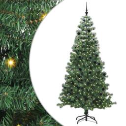Berkfield Home Lush Christmas Tree with 300 LEDs with Stand Green 240 cm PVC - thumbnail 3