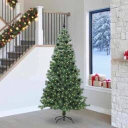 Berkfield Home Lush Christmas Tree with 300 LEDs with Stand Green 240 cm PVC - thumbnail 2