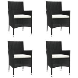 Berkfield Home Beautiful 5 Piece Garden Bistro Set with Cushions Black Poly Rattan - thumbnail 4