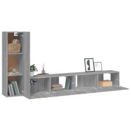 Berkfield Home Classic 3 Piece TV Cabinet Set Grey Sonoma Engineered Wood - thumbnail 4