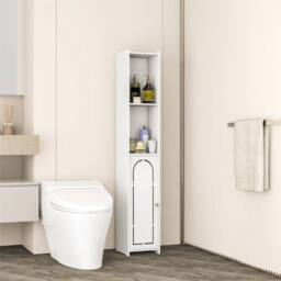 Nordara Tall Waterproof Bathroom Storage Cabinet Organizer in White - thumbnail 1