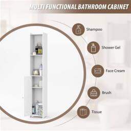 Nordara Tall Waterproof Bathroom Storage Cabinet Organizer in White - thumbnail 3
