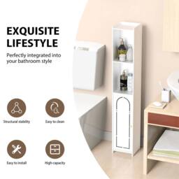 Nordara Tall Waterproof Bathroom Storage Cabinet Organizer in White - thumbnail 4